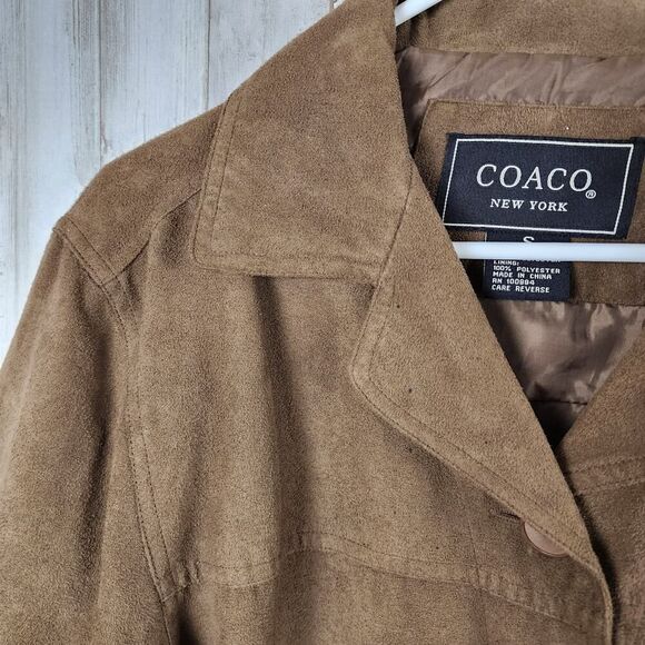 Coaco New York Lined Button Up Suede Car Coat Brown Size Small - Picture 6 of 12